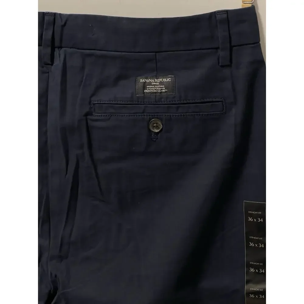 Banana Republic Men's Lived In Chino Pants 36x34 Navy Blue Straight Fit NWT GF